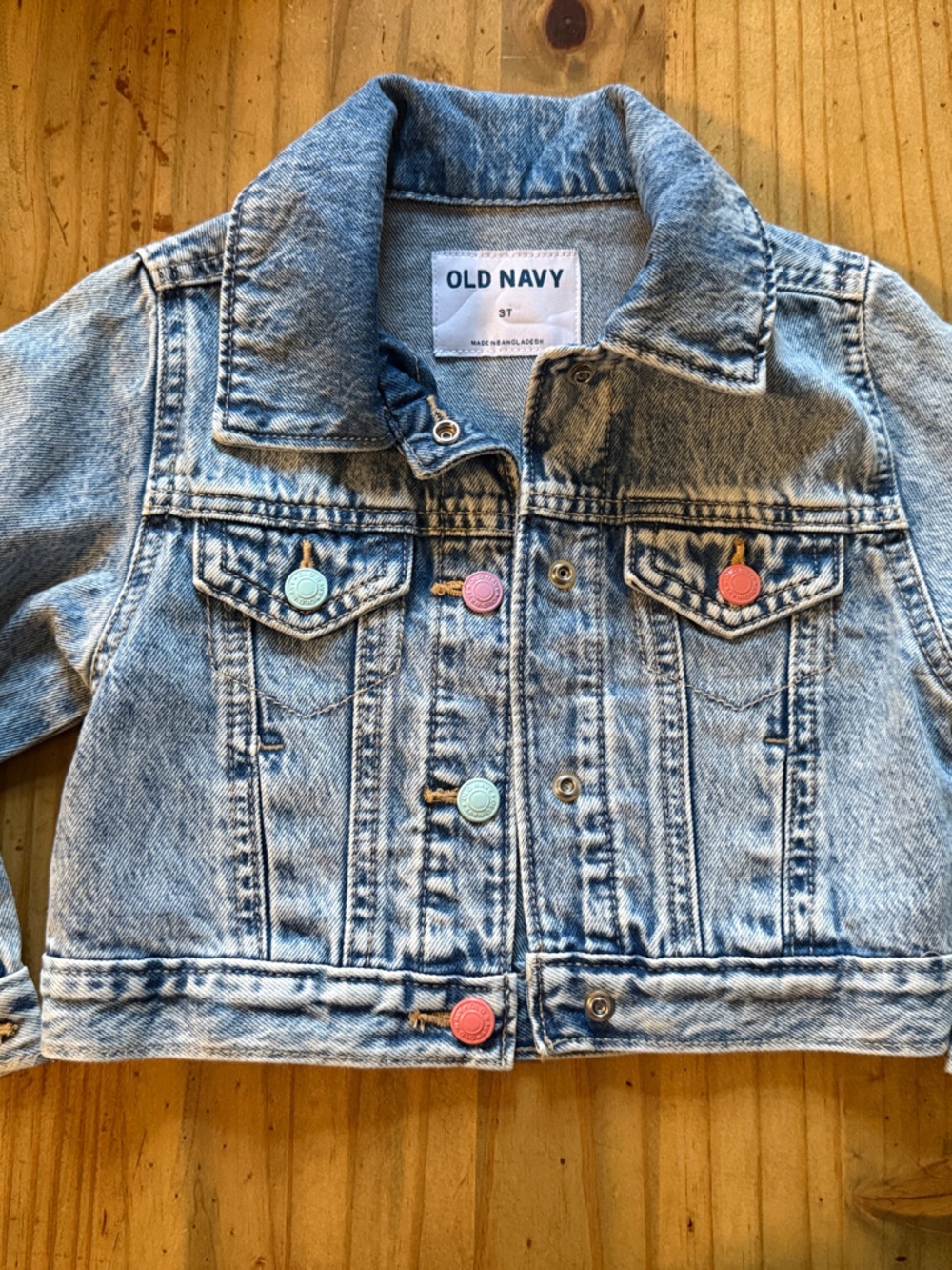 Old Navy Acid Wash Denim Jacket with Multicolor Buttons